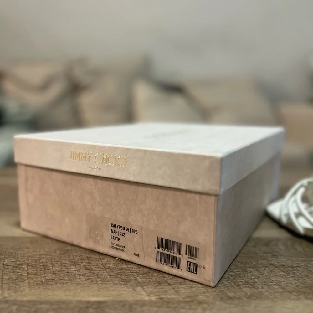 Jimmy Choo Calypso 95 Heels – White Latte Strappy Sandals EU 40.5 (US 10) - Picture 2 of 8